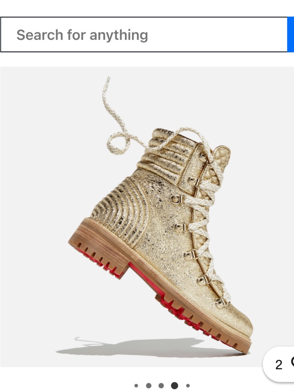 Christian Louboutin Metallic Gold Lace Up Ankle Boots - Picture 2 of 6